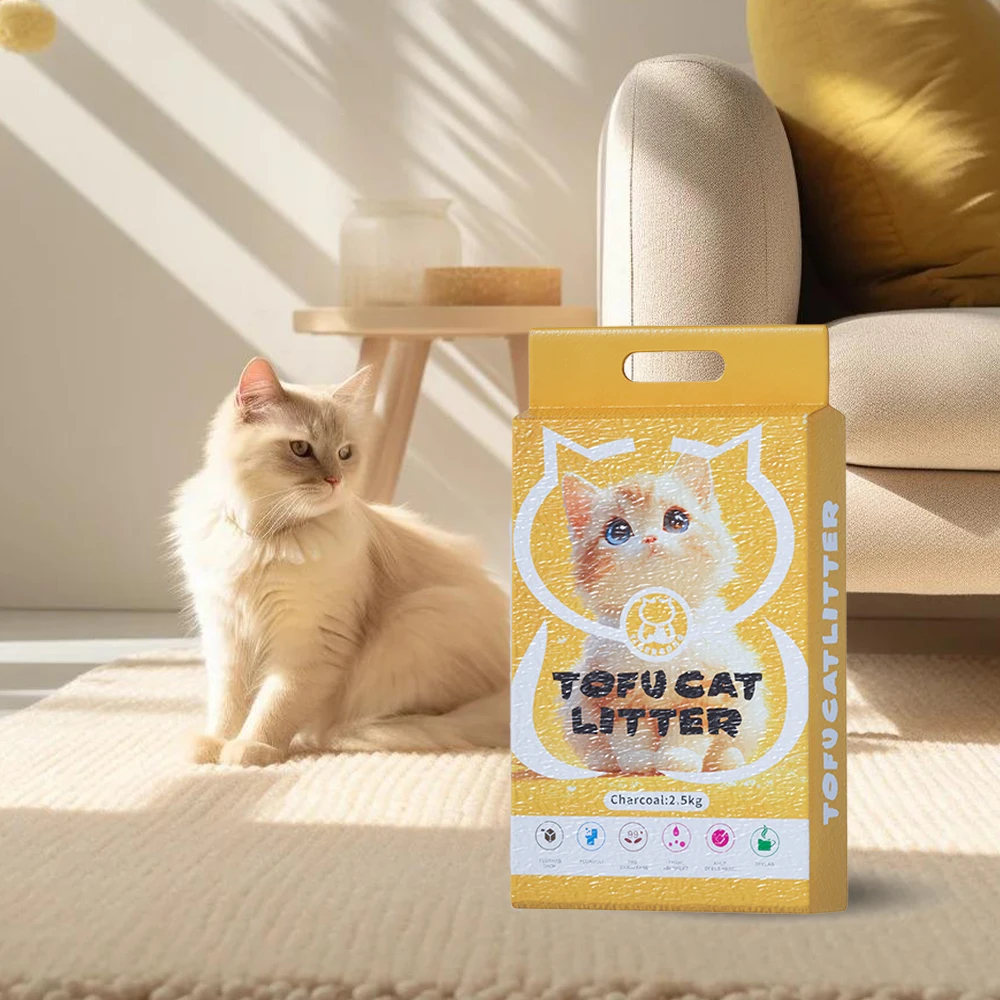 Wholesale Supplier oem/odm low dust tofu cat sand litter 6L cat litter tofu flushable customized packing