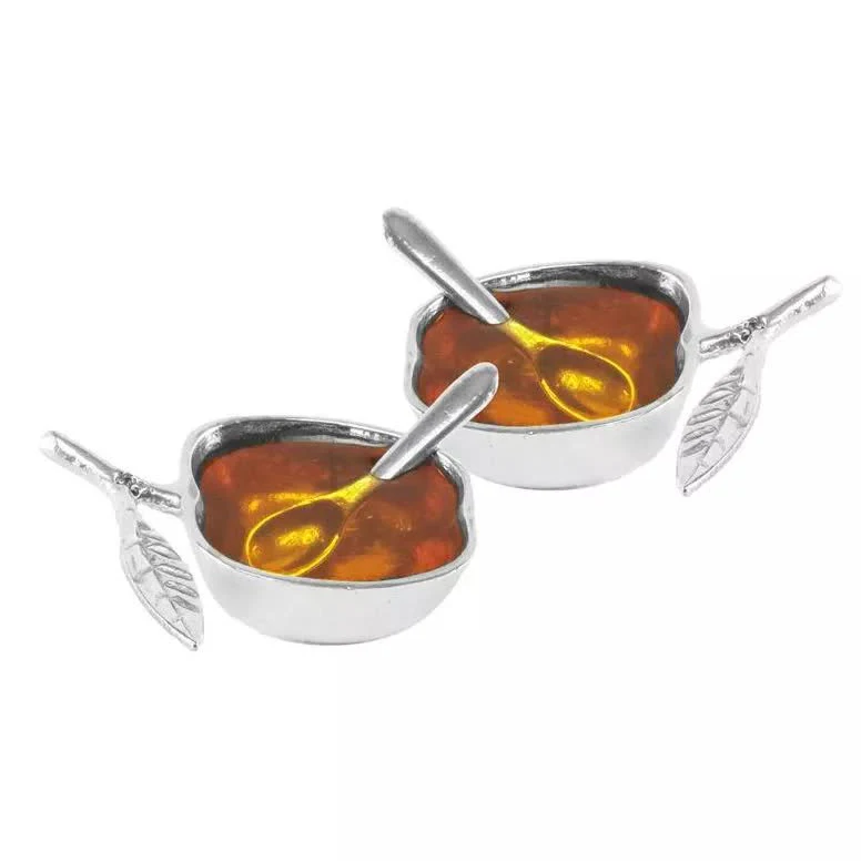 Salt And Pepper Shaker Bowl Design With Spoon Gold & Nickel Color Kitchenware Tableware Kitchen Utility Holder