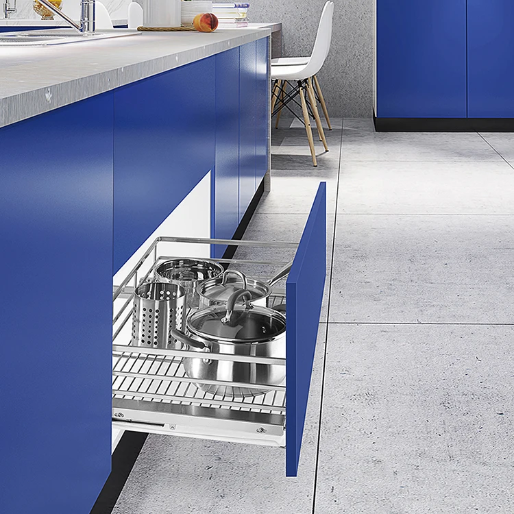 Good Price Rectangular 3 Side Stainless Steel Kitchen Cabinet Large Small Pull Out Put Wire Basket Baskets For Storage Organizer