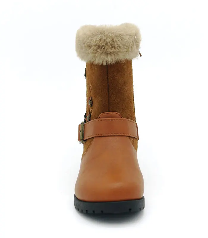 Wholesale Fashion Kids Faux Fur Outdoor Padded Warm Fuzzy Dress Children Shoes Winter Boots for Girls