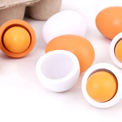 wood diy craft kids wooden egg toys faux fakes eggs chicken food toys
