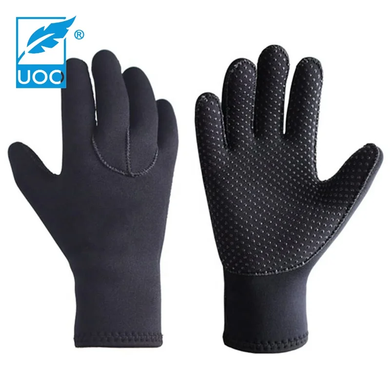 UOO Factory Price 3mm Premium Double-Lined Neoprene Wetsuit Gloves with Adjustable Strap for All Water Sports