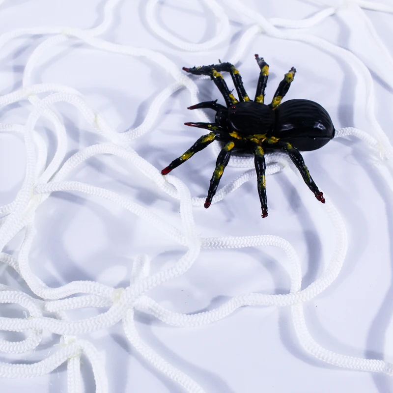White Halloween Spider Web With Spiders For Home Decoration