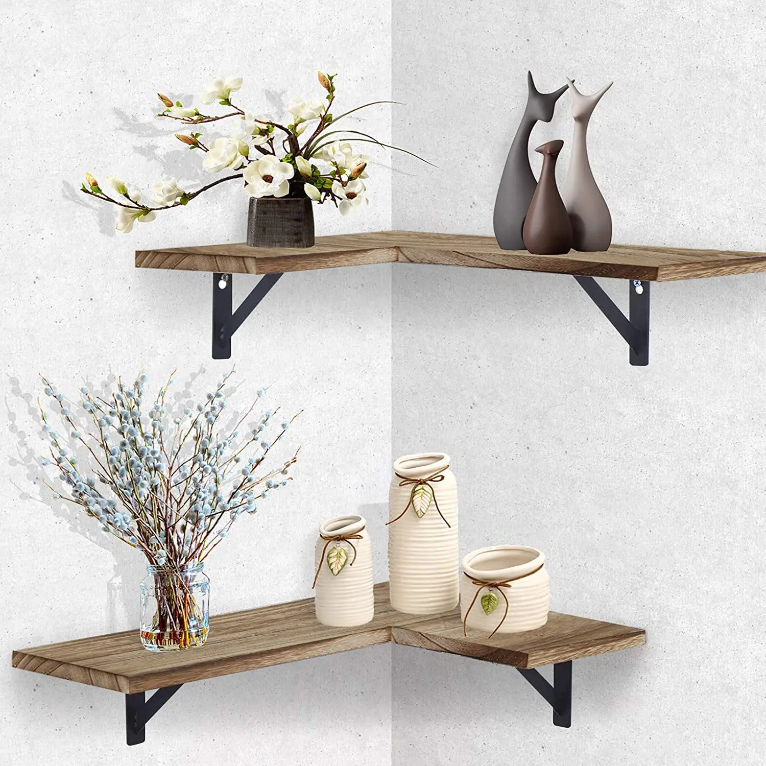 
Corner Wall Shelves Showcase for Wall Mounted Bathroom Organizer Hanging 2 Tier Corner Shelf for Bedroom Living Room Kitchen 
