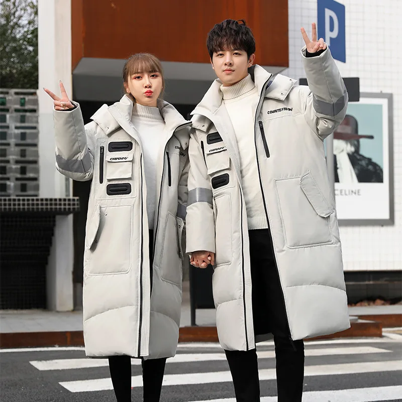 Ski Long Parka Hidden Oversized European And American Black Hooded Men Coat Down Jacket