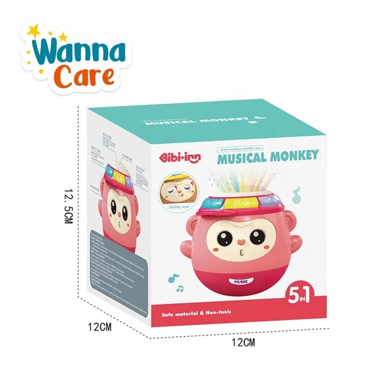 5 In 1 Cute Early Educational Games Musical Cute Plastic Children Monkey Tumbler Toy Musical Education Toys