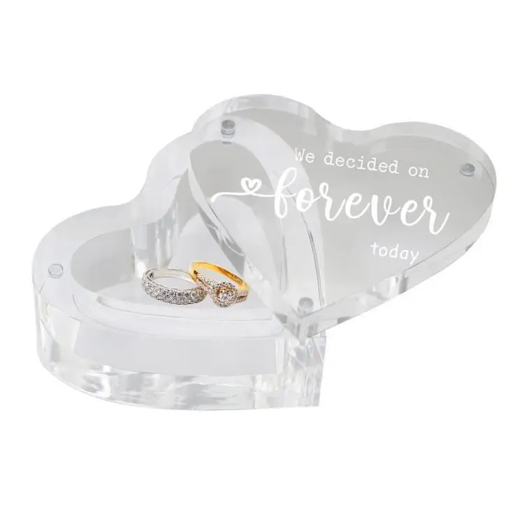 Acrylic Heart-shaped Transparent Ring Box Wedding Ring Packaging Ring Box Jewelry Storage Box
