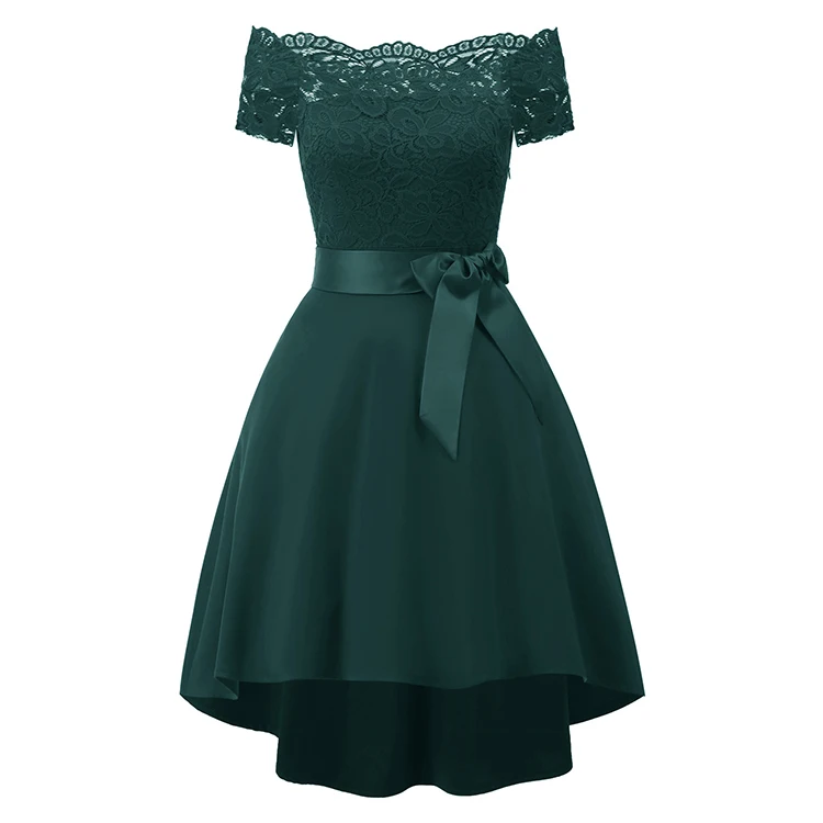 China Suzhou Cheap Women Off Shoulder Short Lace Maroon Bridesmaid Dress under 20