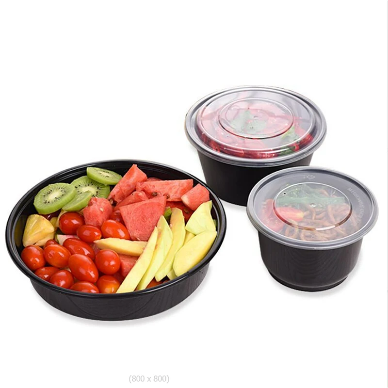 Microwave Safe Disposable PP round Food Bowl Restaurant-Grade Plastic To-Go Box with Lid disposable tableware