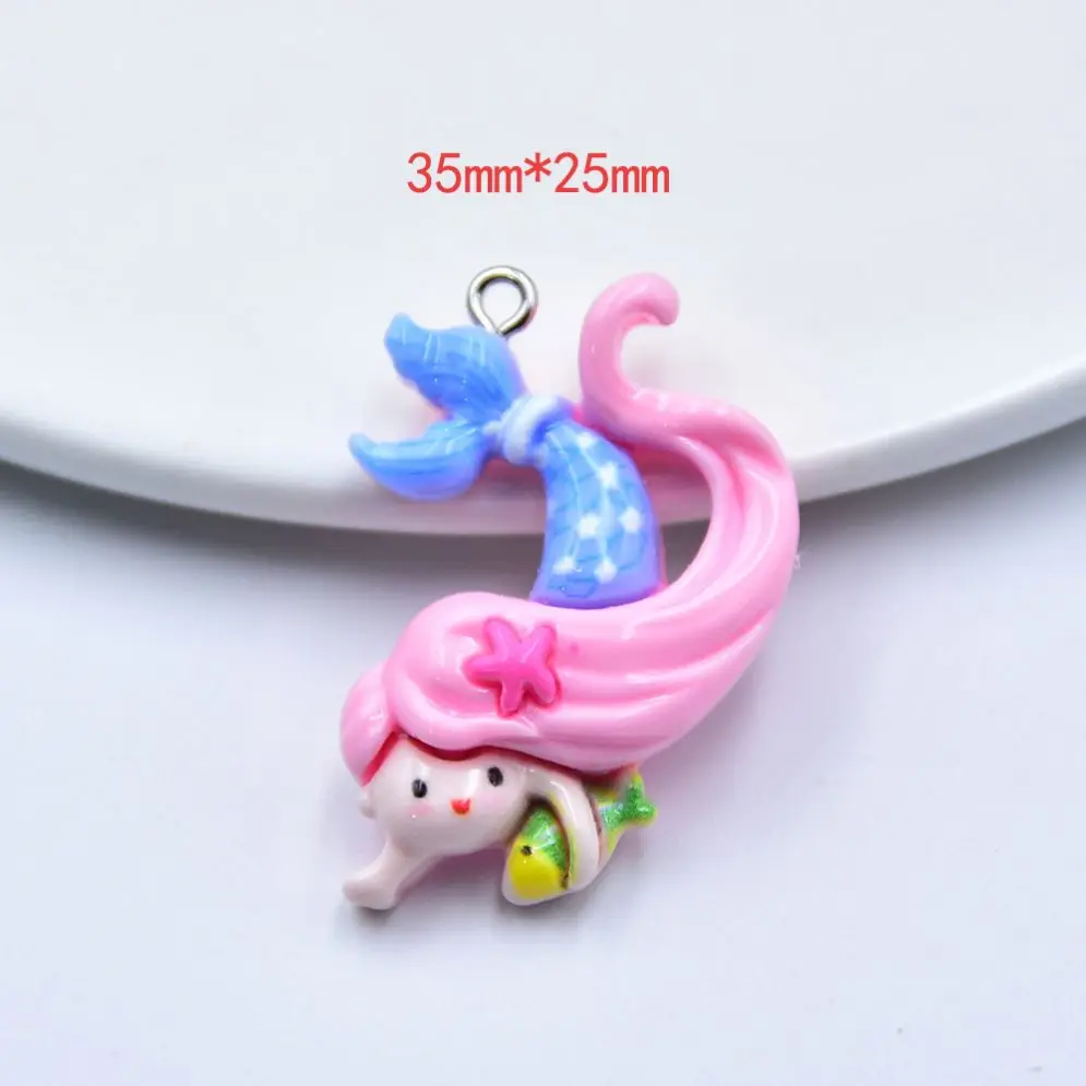 Fashion Mermaid Princess Doll Cartoon Flat Back Resin Charms For DIY Crafts And Mobile Phone Case Decoration