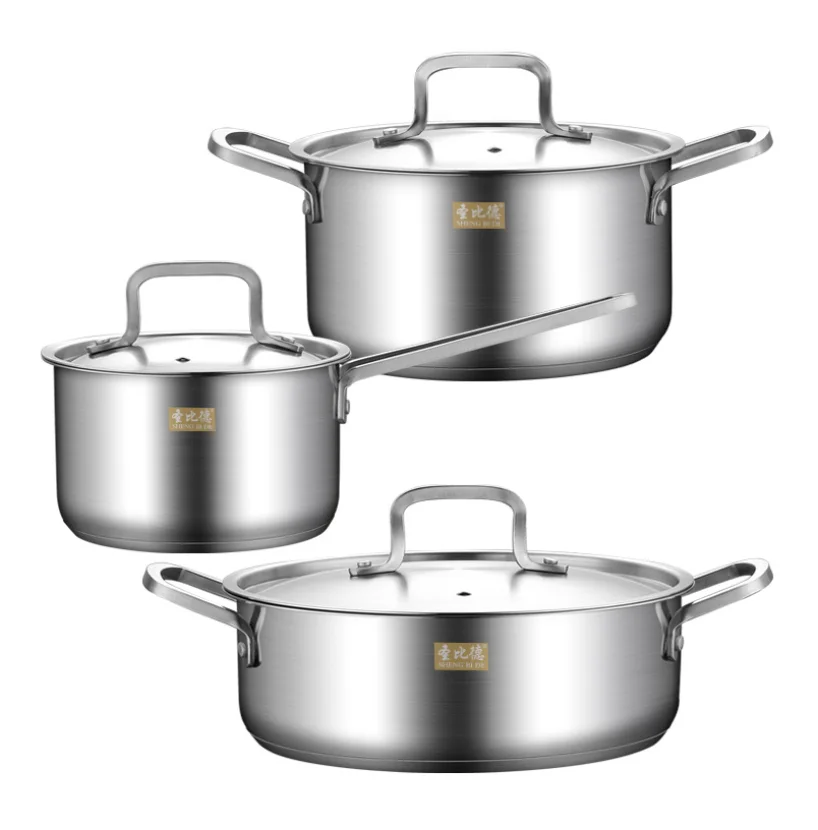 Factory Stainless Steel cookware set durable eco-friendly milk pot soup pot cast iron cookware set