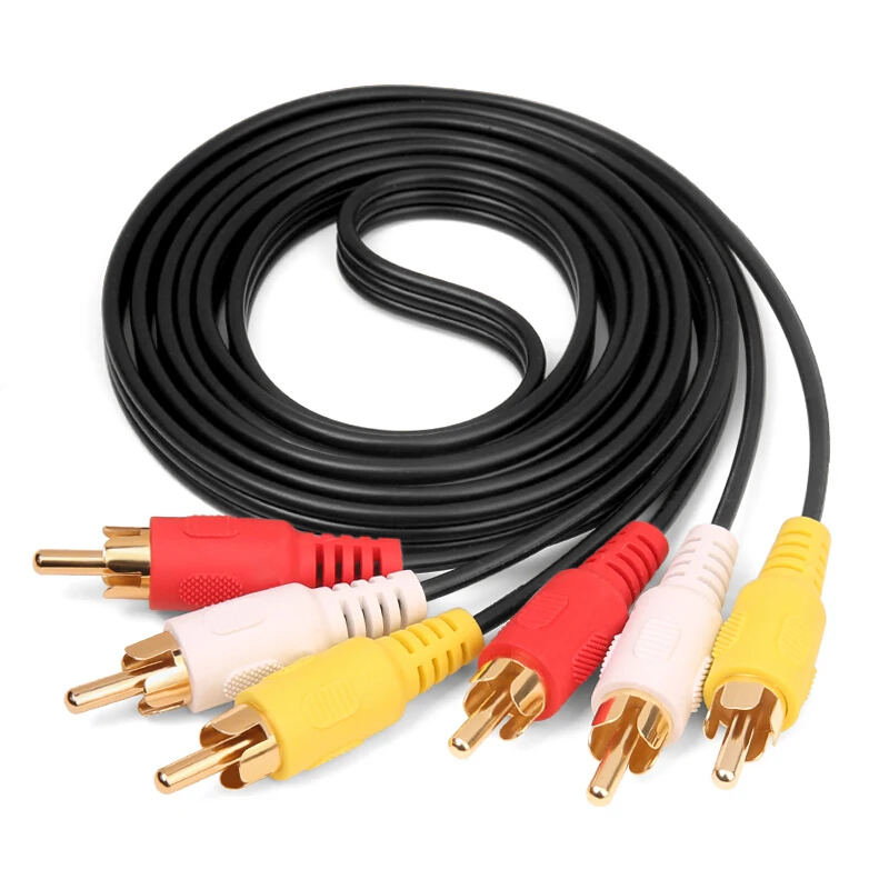 3.5mm 3rca Av Cable Wholesale The Video Cabel Connectors Plug With Ground Wire To Male Plug Rca Cable