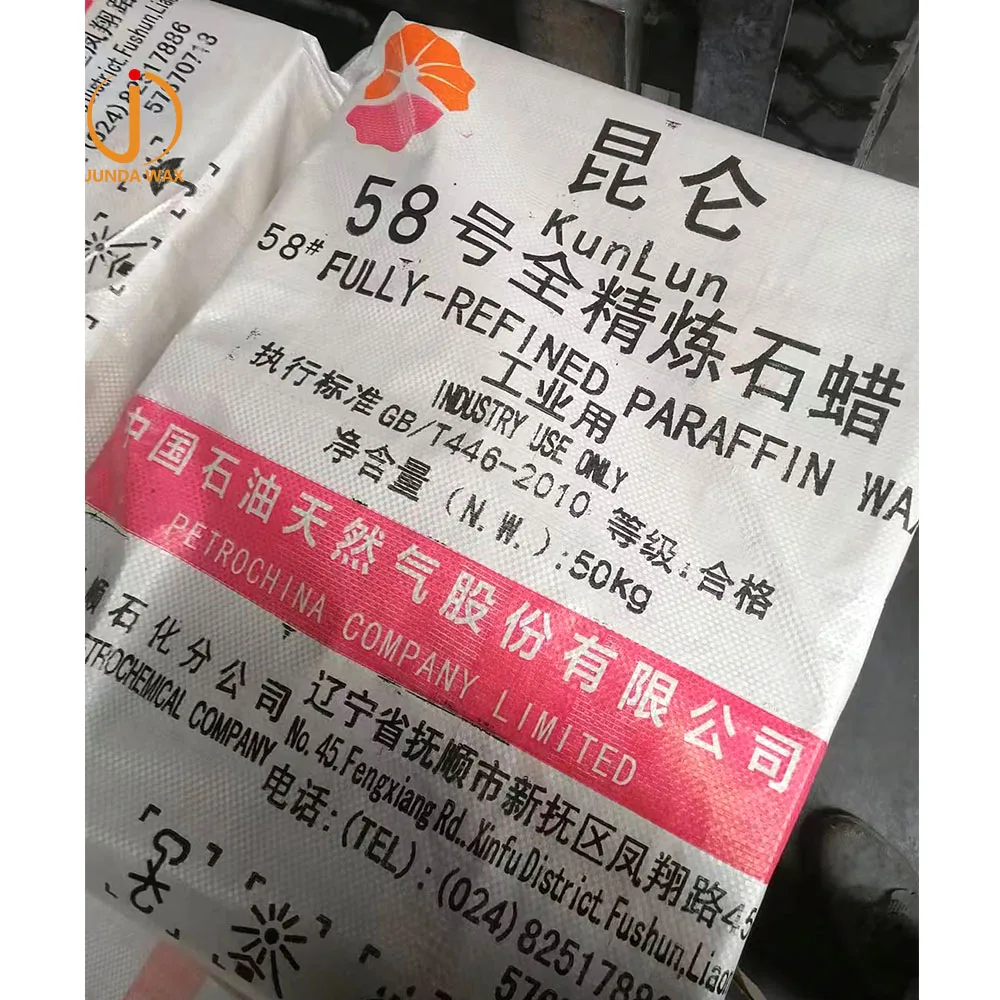 Good  quality paraffin wax China 58/60 64/66 25 Kg Kunlun Paraffin Fully Refined Paraffin Wax Price for sale