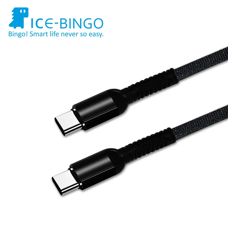 
ICEBINGO 1M 3F Nylon braided Free sample strong USB Type C cable 3.0 to USB type c PD Charge 60W For Samsung Huawei LG Vivo 