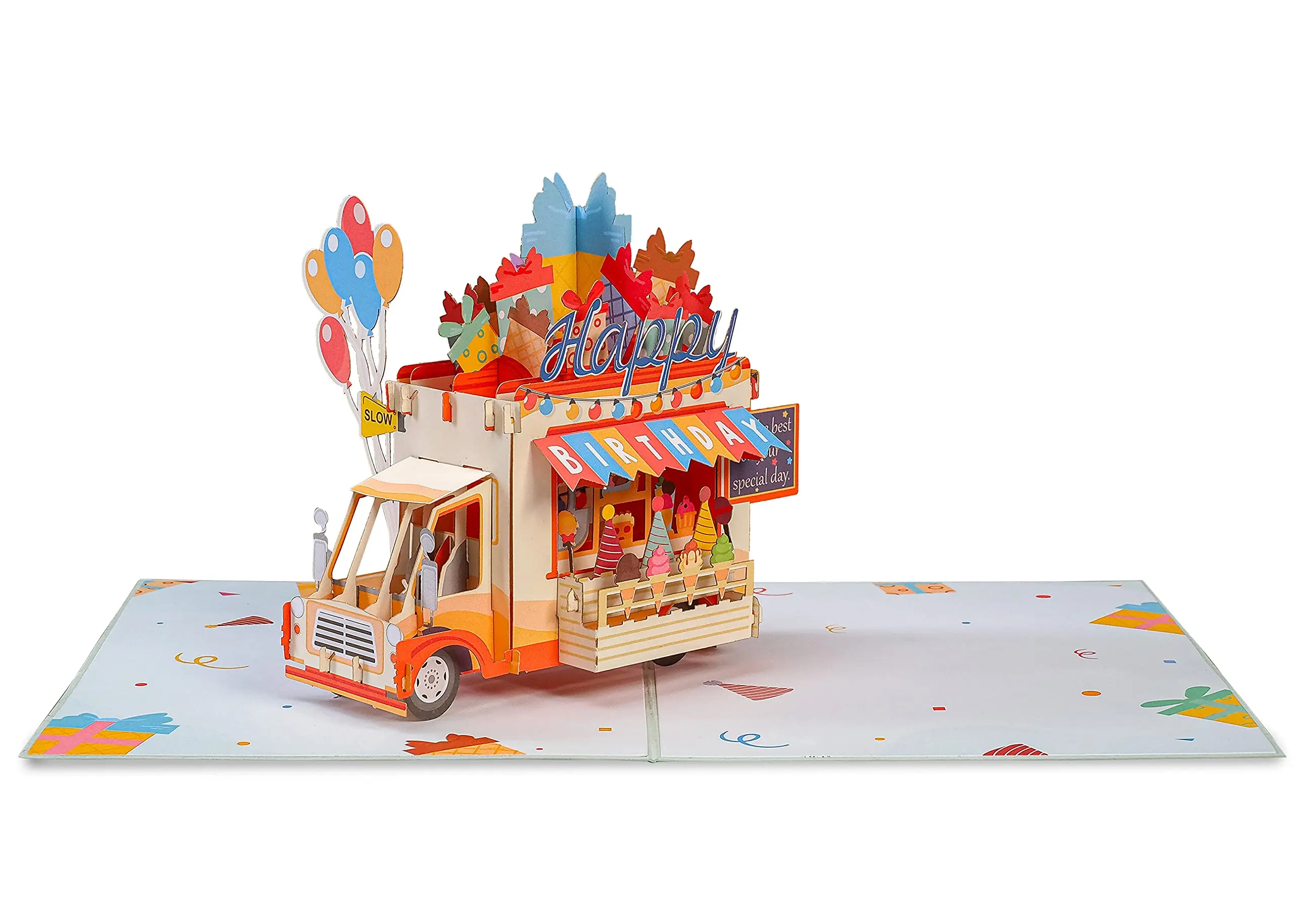 hotsale customized pop up greeting happy birthday Ice Cream 3d greeting cards