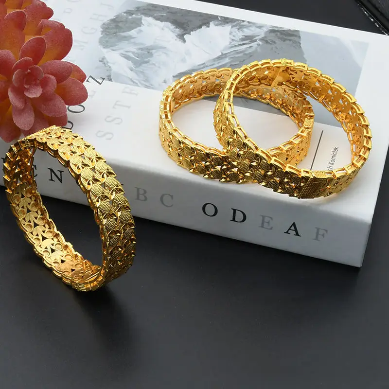 Hifive Wholesales Fashion Jewelry Bracelets Bridal Wedding Skin Friendly 24K Gold Plated Dubai Jewelry African Bangles Bracelets