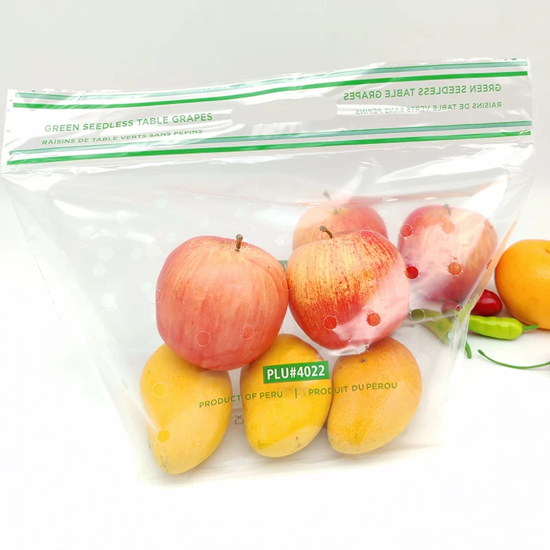 Customized portable fruit packaging bag, self-standing zipper vegetable and fruit bag opp/cpp from the United States grape bag