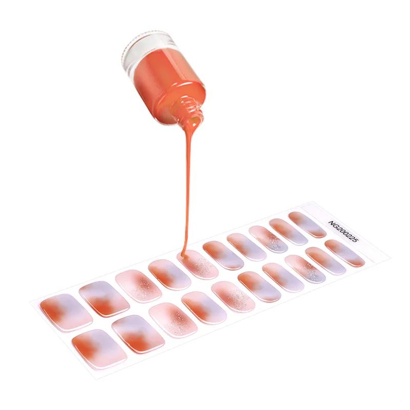 Custom & Wholesale Nail Art Self Adhesive Semi Cured Gel Nail Polish Wraps Sticker Nail Strips