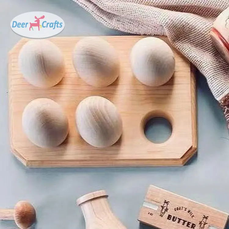 unfinished wood diy craft kids wooden egg toys easter decor gifts faux fakes eggs chicken food toys DD10429