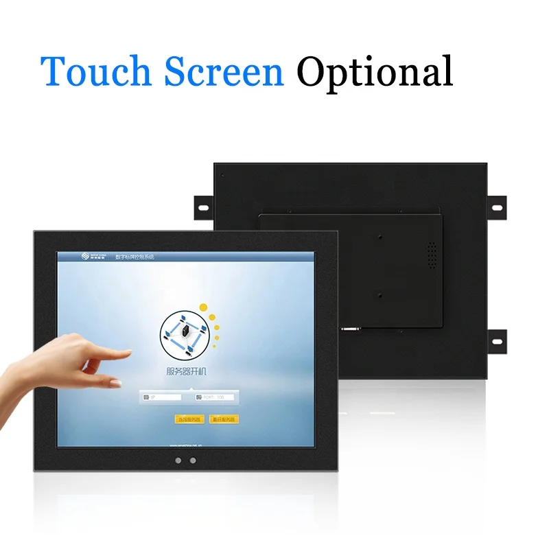 12 inch Wall Mount Touch Screen LCD Monitor Industrial USB Touchscreen Monitor with VGA DVI BNC AV TV