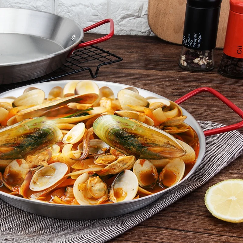 Zhongte Stainless Steel cooking pan  seafood pan spanish Paella pan