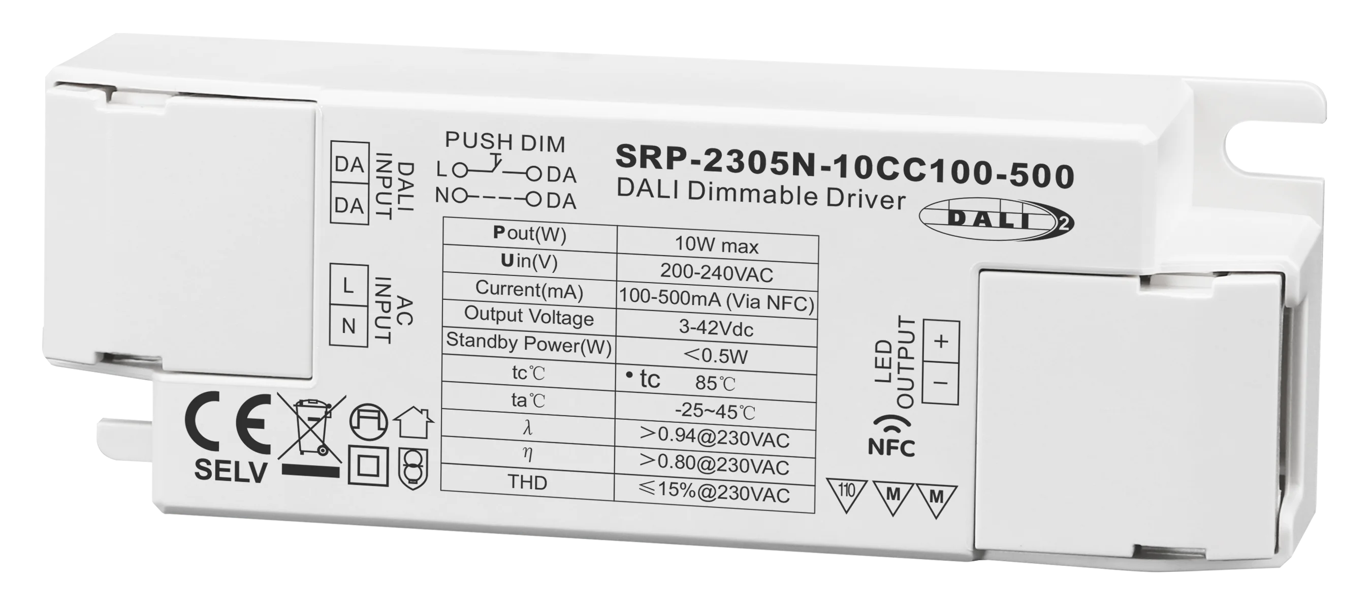 Sunricher 10W DALI DT6 NFC Dimmable LED Driver With DALI Address/Group/Scene Setting via NFC Program Tool.
