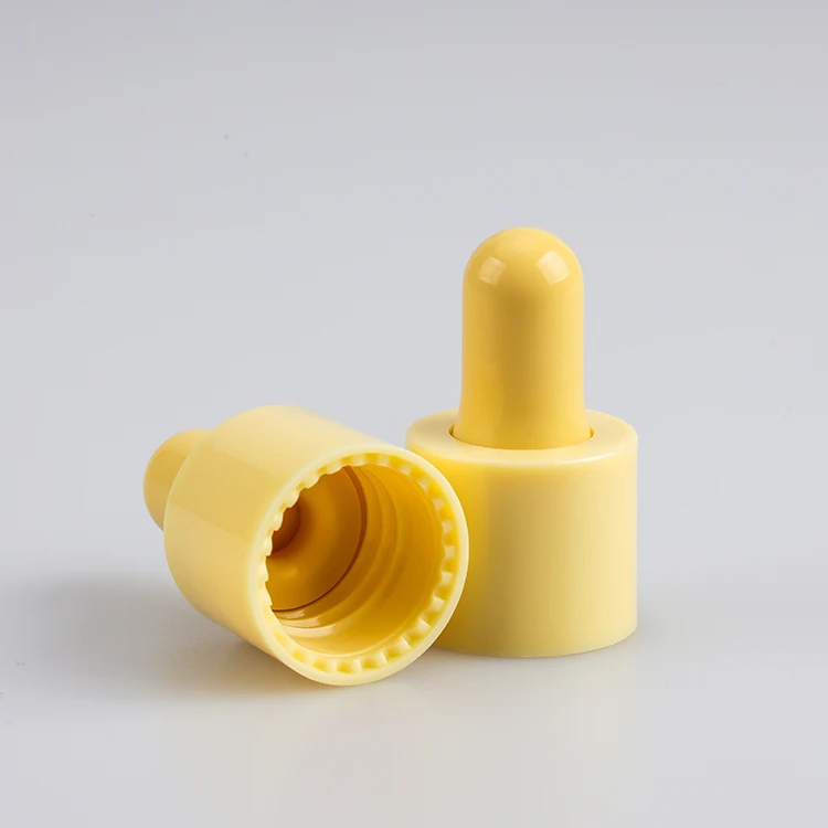 18/415 smooth closure pink yellow blue green dropper cap with pipette and rubber bulb