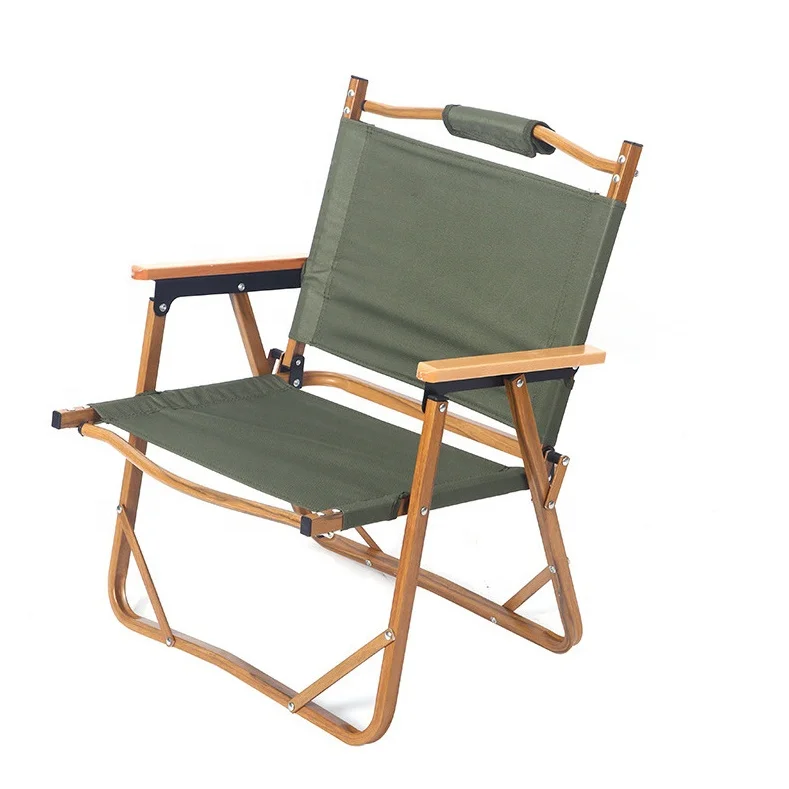 Lightweight camping folding portable wood grain aluminum kermit chairs armchair
