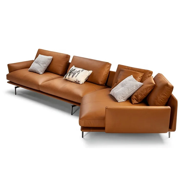 Modern genuine leather or Faux Leather corner sofa set 7 seater sectional l shaped combination sofa and couch