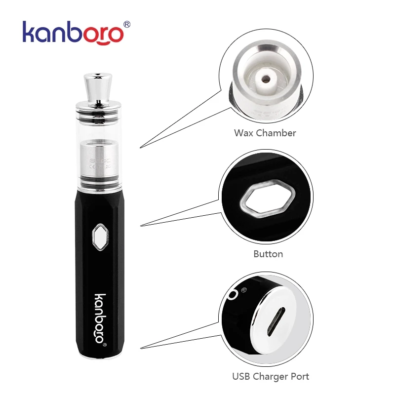 Kanboro Sego Wax Concentrates Kit with 400mAh Battery Ceramic Coil Heating Bowl Dish Dabber Dab Rig Slim Style