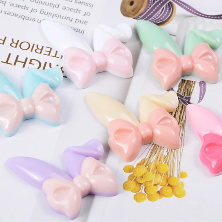 kawaii style large size colored bunny ear design flatback resin cabochon hair ornament accessories