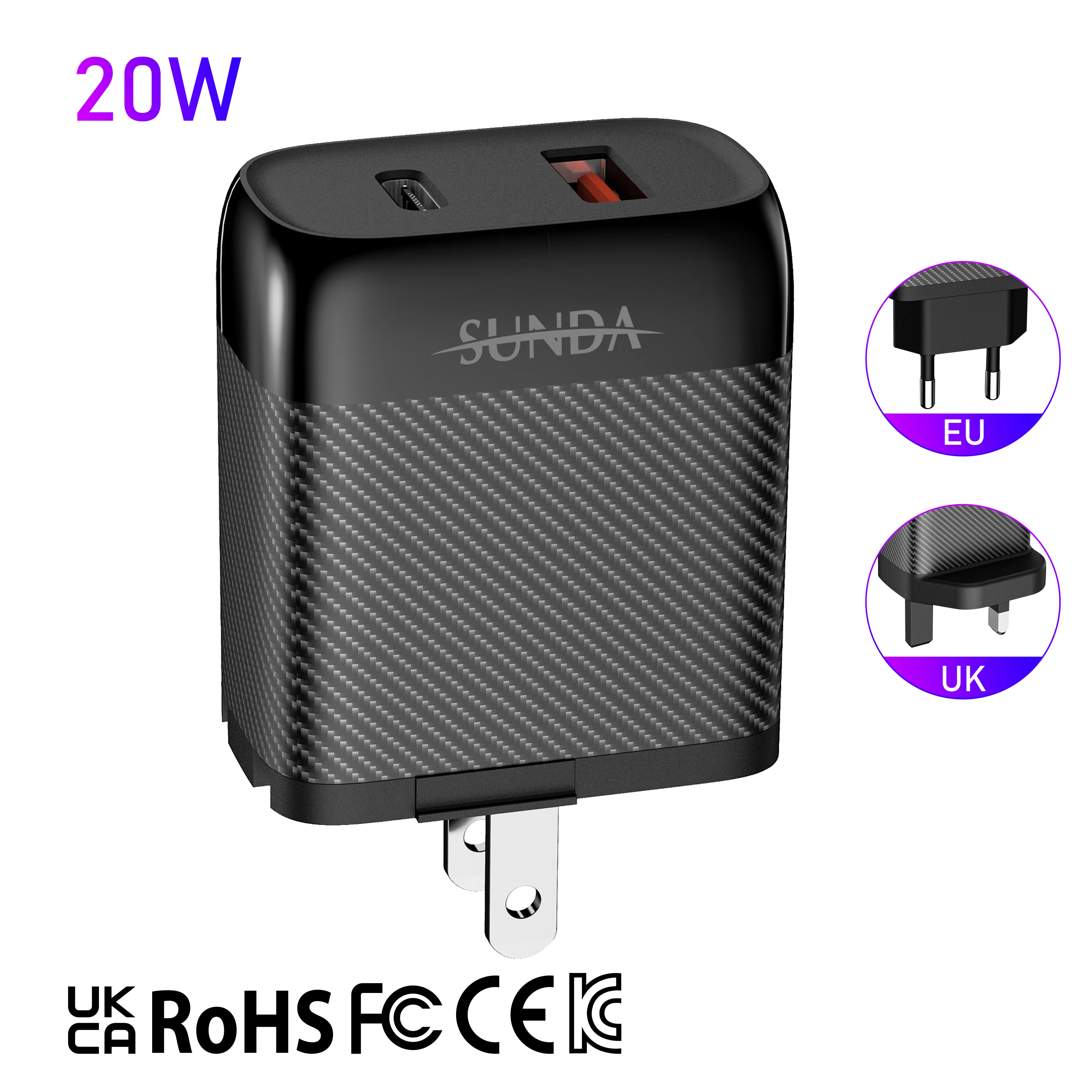 Высокое качество Быстрая зарядка 3,0 Qc3.0 Usb Qc Pd вилка для Великобритании оптовая продажа Складной настенный для Samsung быстрое зарядное устройство
