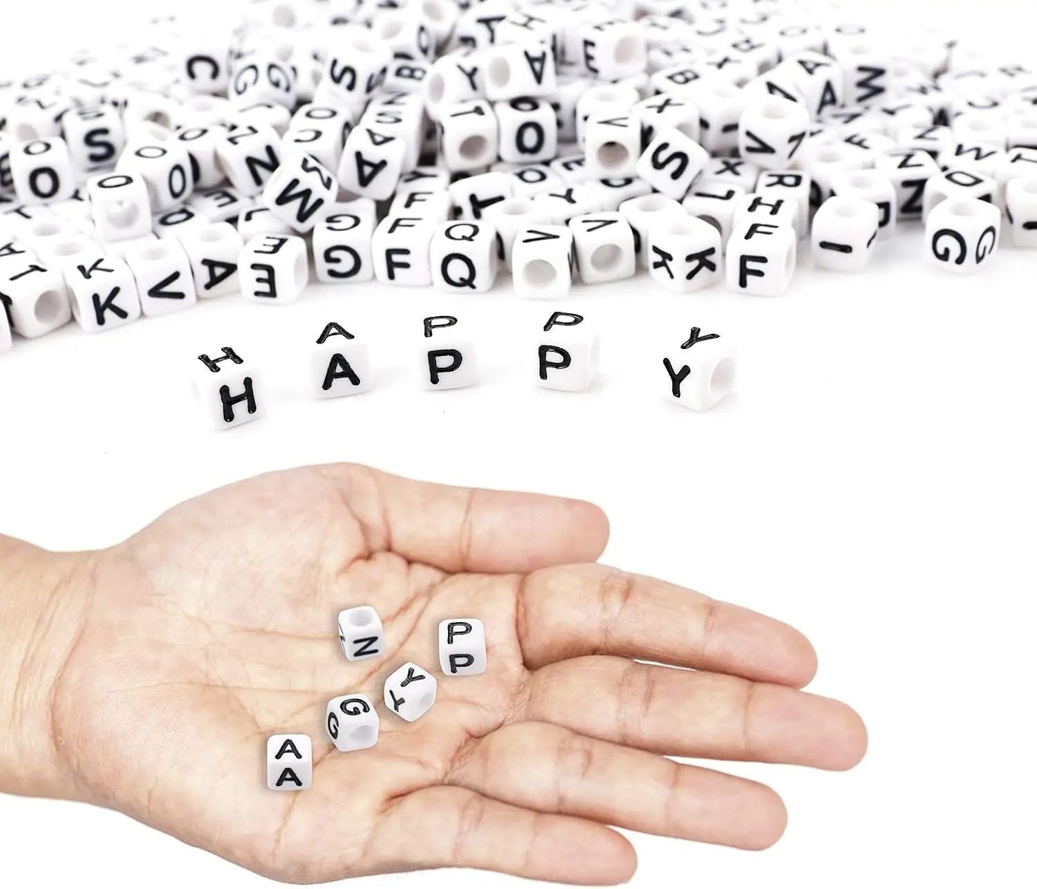 500g/bag  3000pcs Acrylic White Letter Beads Alphabet Beads for Jewelry Making DIY Necklace Bracelet (6mm)