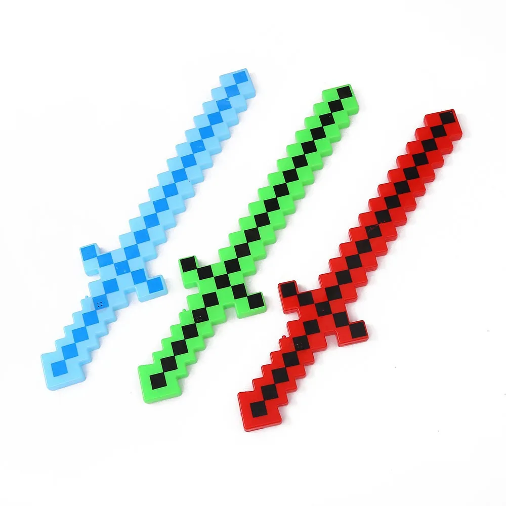 62CM LED Light Sabers Pixel Sword Toys for Kids Light-Up Sword with Music and Flashing for Samurai Play for Boys