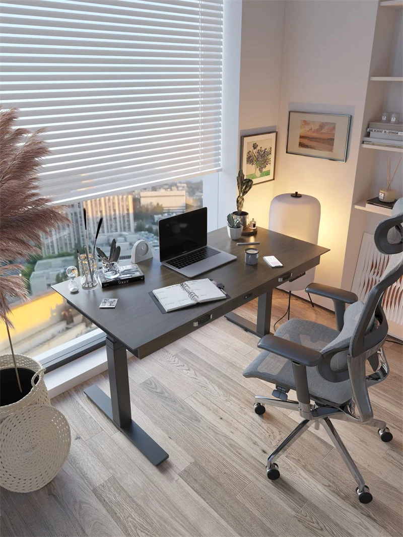 Luxury boss Electrical Height Adjustable Computer Sit Standing Office Desk Customized Workstation Wooden Style ergonomic tables