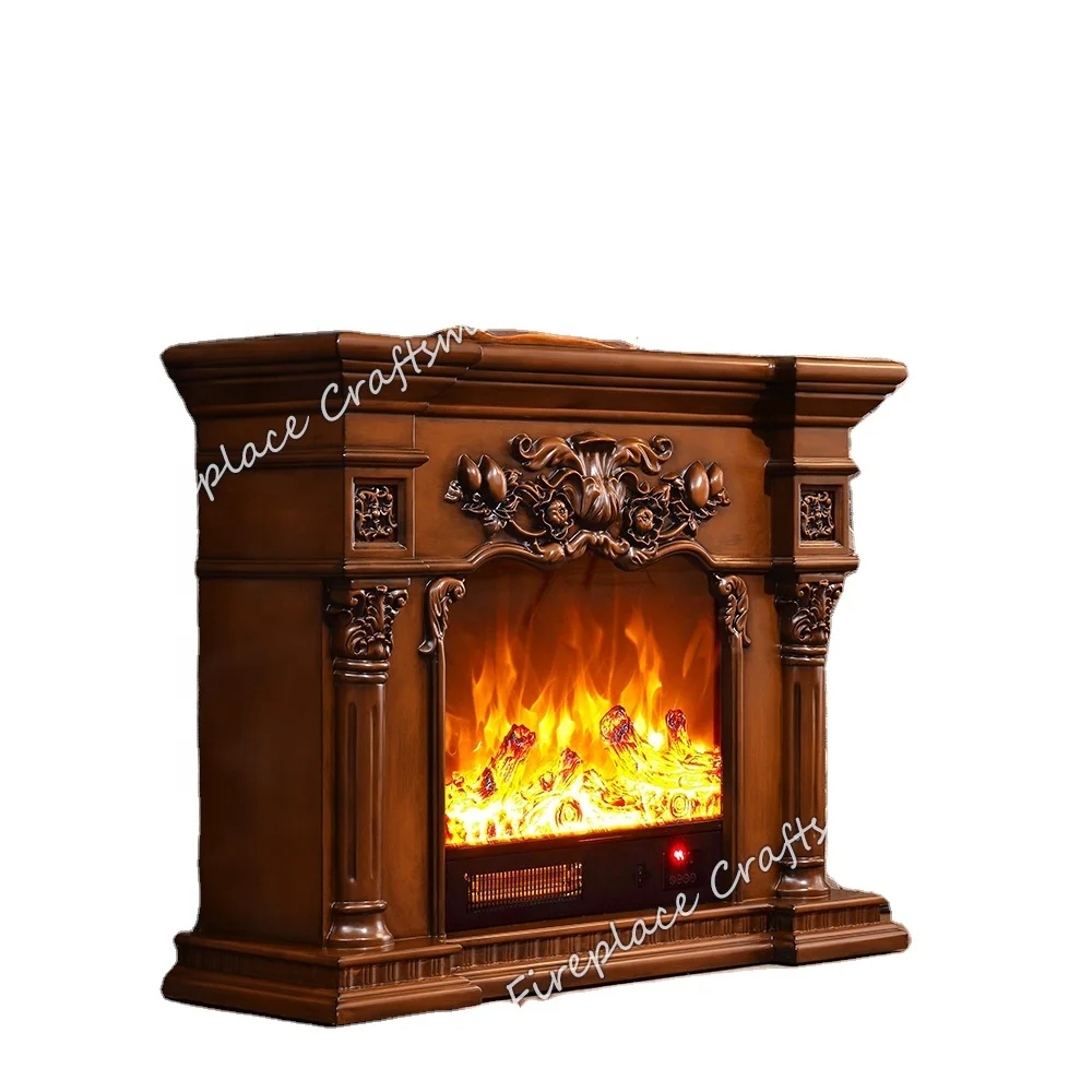 Series 318 Furnace Core With High Carbon Stainless Steel Wood Mantel House Warming Electric Flame Effect Fireplace