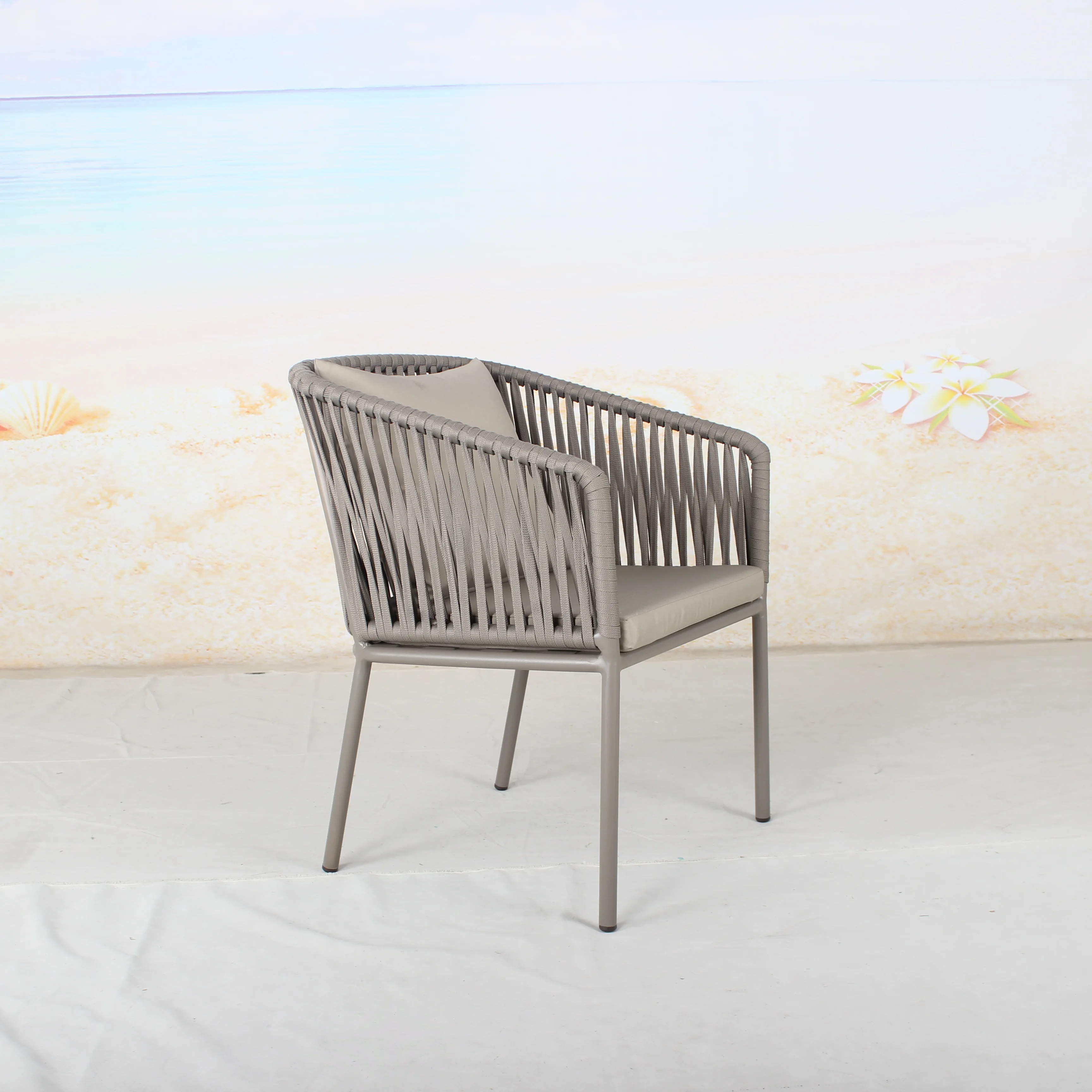 Modern Garden Cafe Balcony Leisure Chair Furniture Outdoor Restaurant Woven Rope Dining Chairs