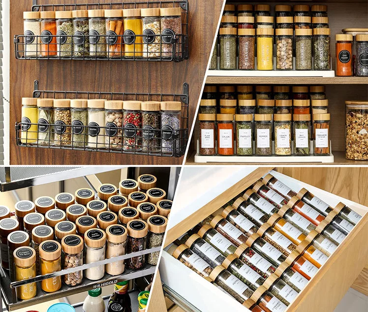 4oz Custom Logo Stickers Reusable Round 100ml Spice Container Glass Shakers Bottle Packaging Jar with bamboo Lid