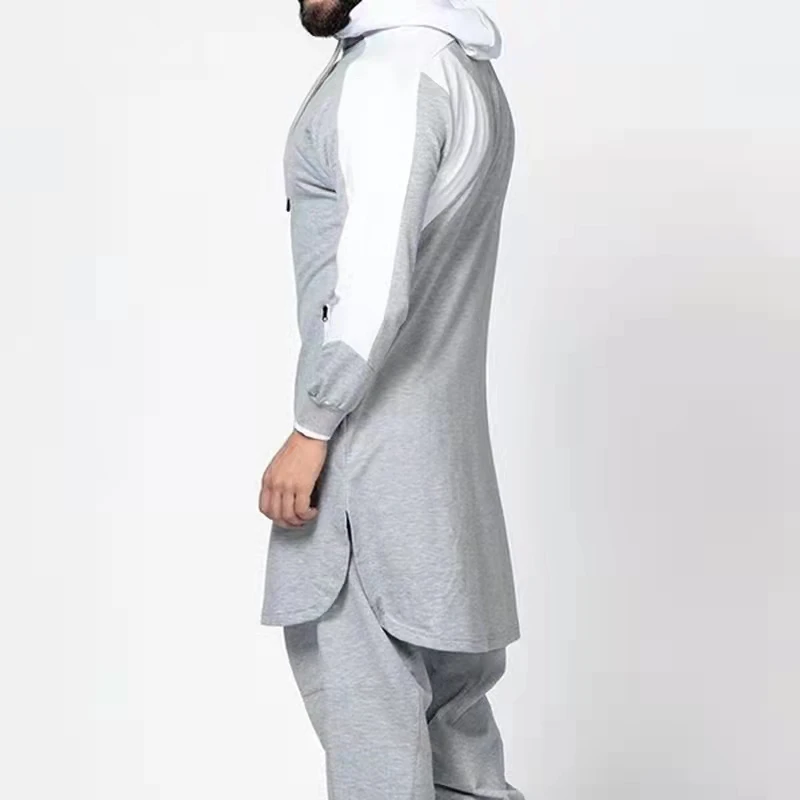 New Design Hoodie Thobe Men Abaya Islamic Clothing Plus Size Winter Long Sleeve Muslim Men Thobe Sweatshirt