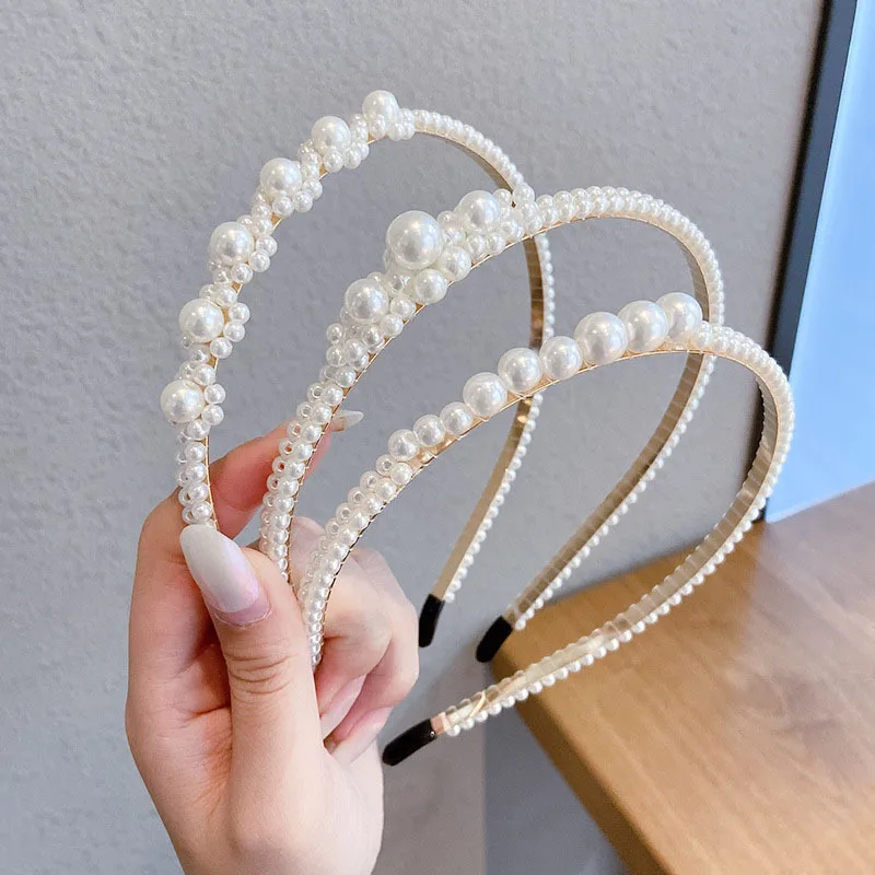 Korean ladies wedding headwear bridal hair band girls hairband rhinestone pearl headbands for women