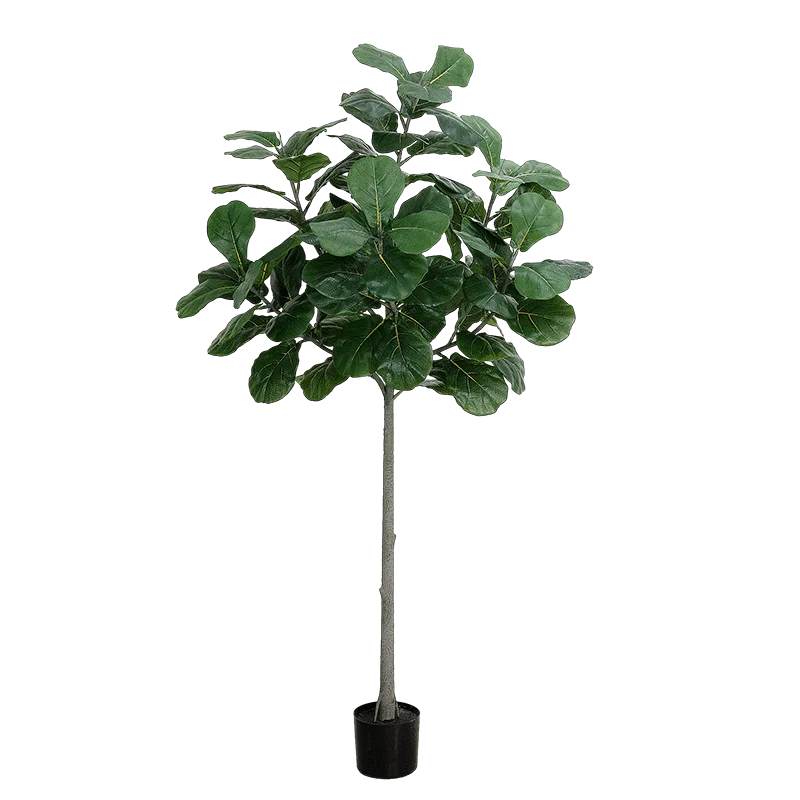 senmasine green artificial plant fiddle leaf fig tree with Plastic black Pot Faux Ficus Lyrata Trees