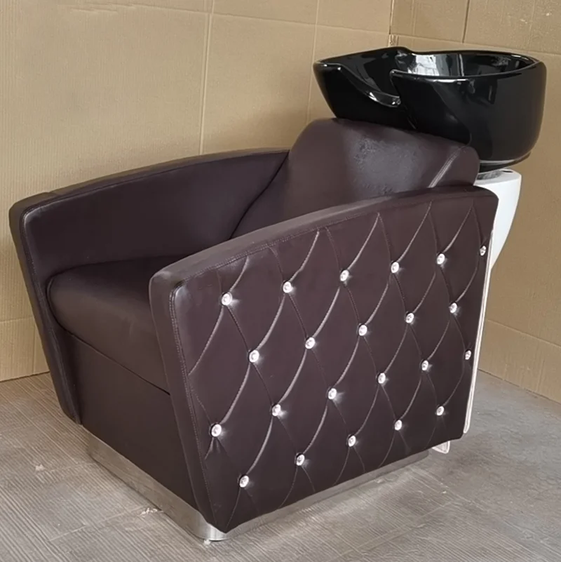 Wanghong European shampoo chair electric head massage back wash hair white shampoo chair for salon equipment