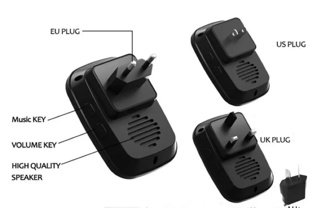 Wireless Waterproof Doorbell 300m Range Plug Home Intelligent Door Bell Chime