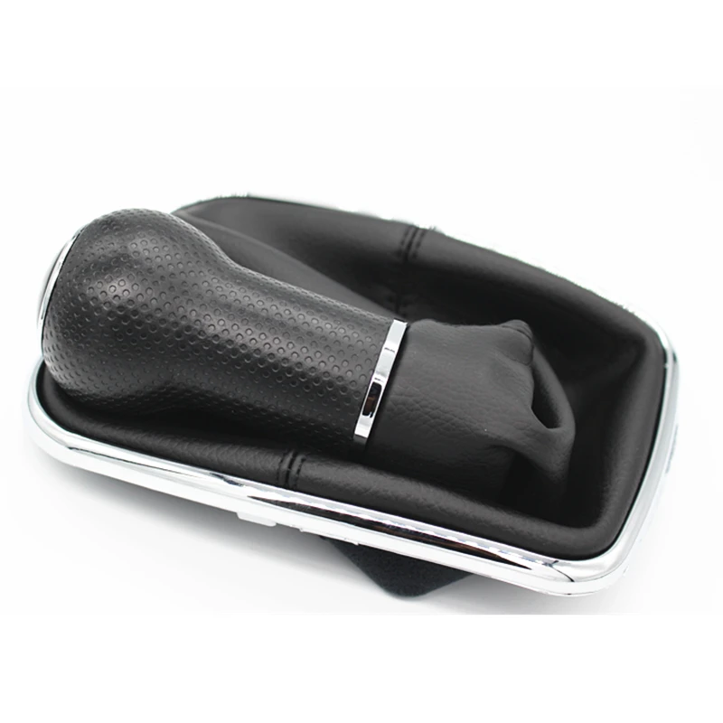 PU Leather accessories parts gear Shifter knob complete big hole with lever cover boot chromed stripe for vw Golf 4 mk4 23mm