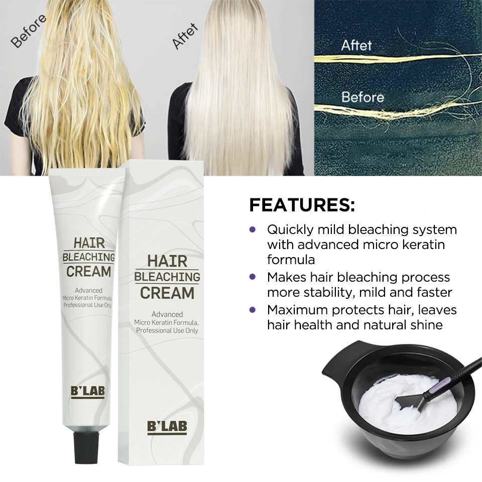 Private Label Anti Yellow Hair Color Cream Hair Dye for Professional Salon No Ammonia Mild Formula Hair Bleaching Cream
