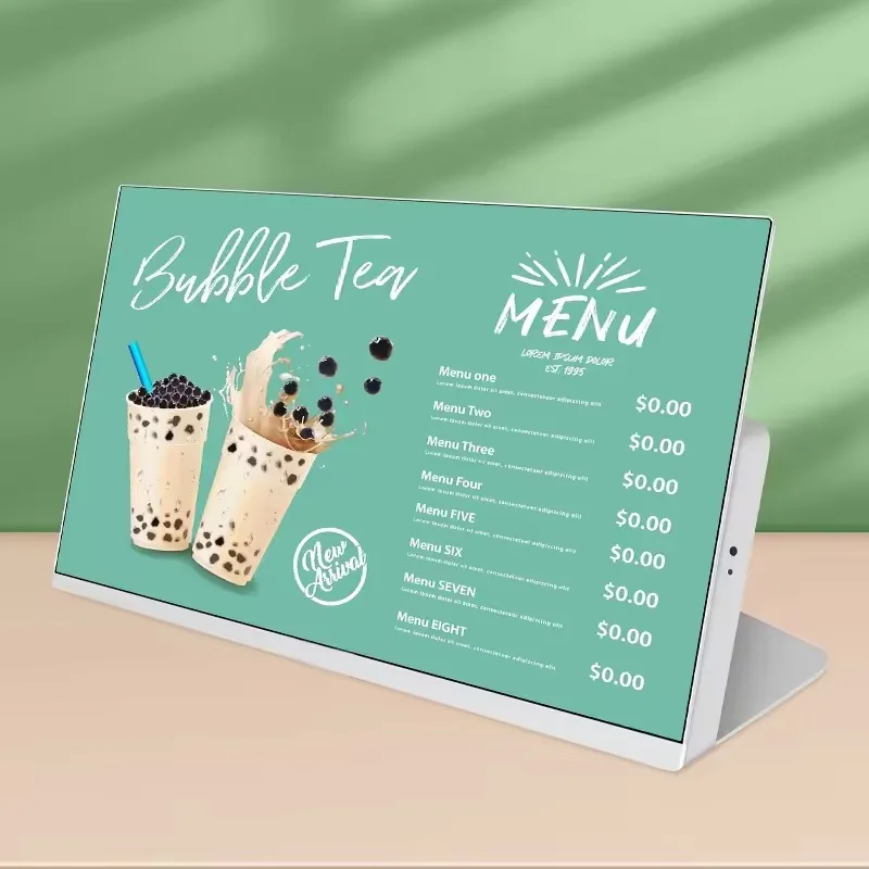 Android L Shape Tablet Signage RK3566 RK3568 Android 13 NFC RJ45 Tablet with Stand for Restaurant POS Digital Menu Display