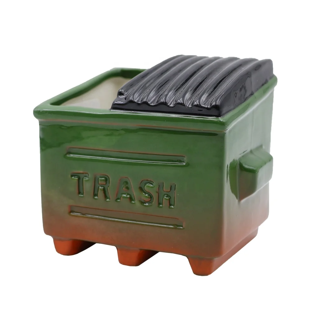 Customizable wholesale unique themed barware porcelain trash dustbin cocktail beverages glass cup ceramic dumpster fire tiki mug