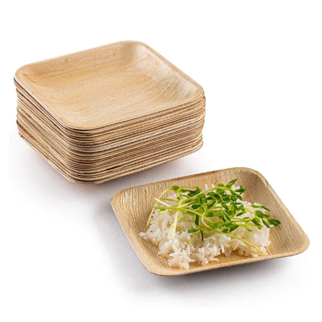 High Quality Disposable Ecological Biodegradable 10 Inch Square Shape Tableware Palm Leaves Plates