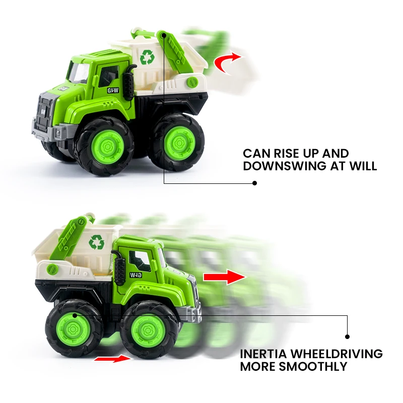 Kids Sanitation Engineering Vehicle Pull Back Metal Truck Model Car Toys