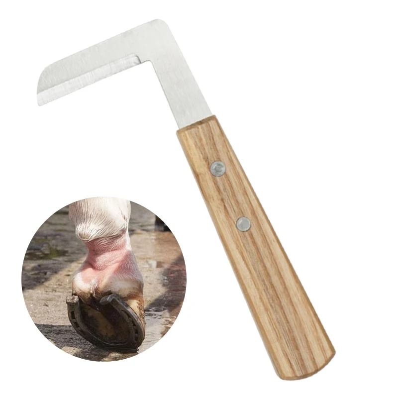 Professional Right Hand Horse Hoof Knife Animal Foot Pruning Tools Wooden Handle Hoof Cutter for Goat Sheep